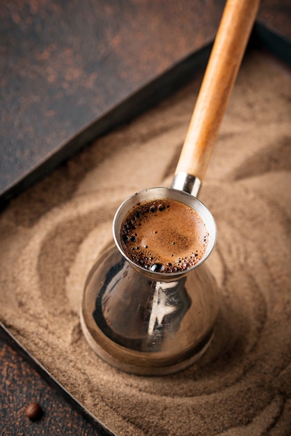 Traditional turkish coffee in cezve