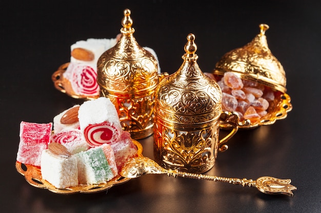 Traditional Turkish coffee and Turkish delight