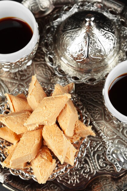 Traditional Turkish coffee and Turkish delight