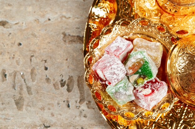 Traditional turkish coffee and turkish delight