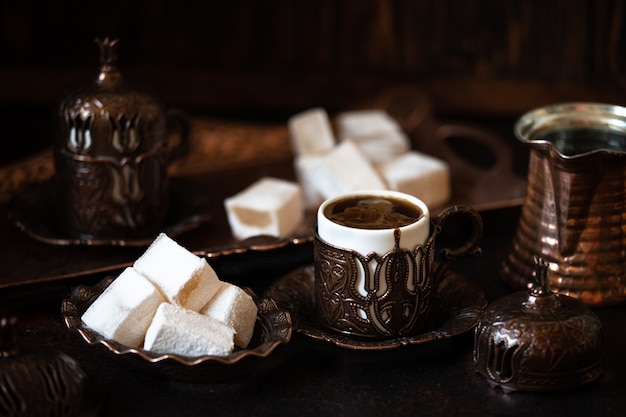 Traditional Turkish delight on a plate