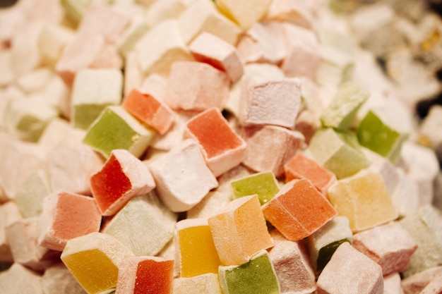 Traditional Turkish delight sweets as lokum candy