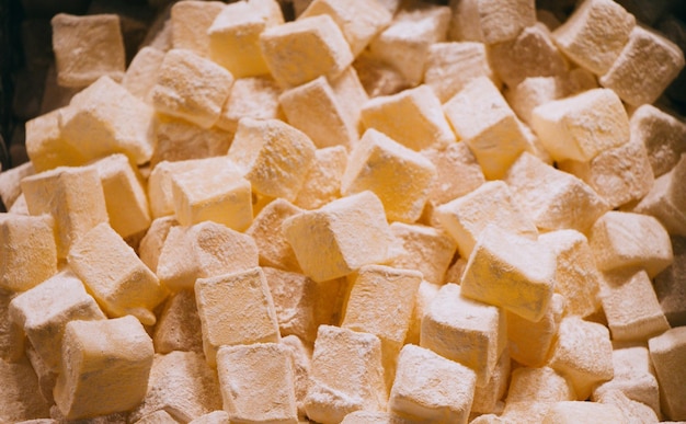 Traditional Turkish delight sweets as lokum candy
