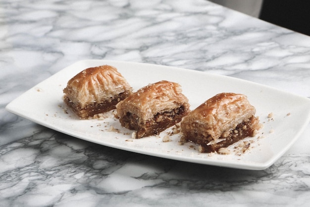Traditional turkish dessert baklava with cashew, walnuts. Homemade baklava with nuts and honey.