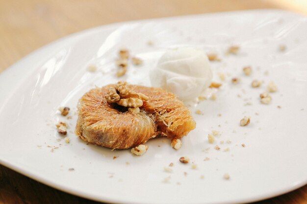 Traditional turkish dessert baklava with cashew walnuts Homemade baklava with nuts and honey