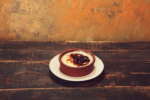 traditional turkish dessert milk pudding with rice