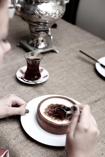 traditional Turkish dessert milk pudding with rice