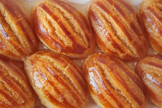 Traditional Turkish dessert tulumba on a plate