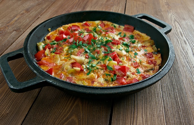 Traditional Turkish dish on wooden table