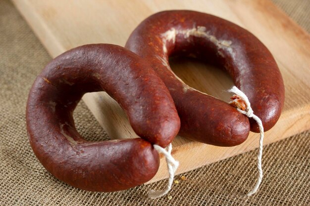 Traditional Turkish food sausage Dried and spicy