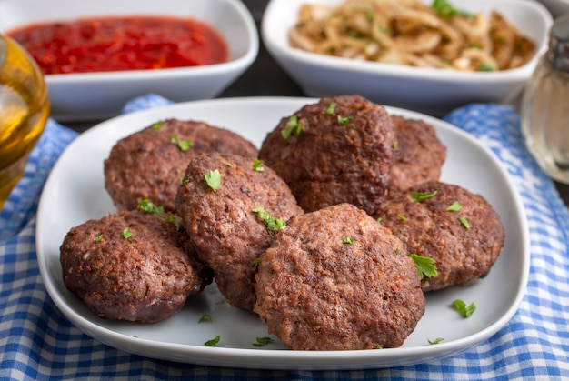 Traditional Turkish food; Turkish meatballs, Turkish name; Akcaabat kofte or kuru kofte)