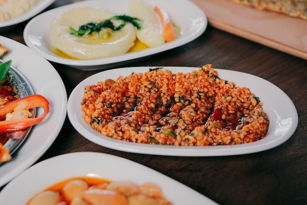 Traditional Turkish and Greek dinner meze table