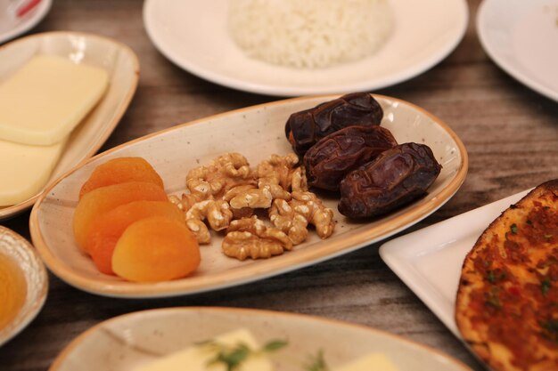 Traditional Turkish and Greek dinner meze table