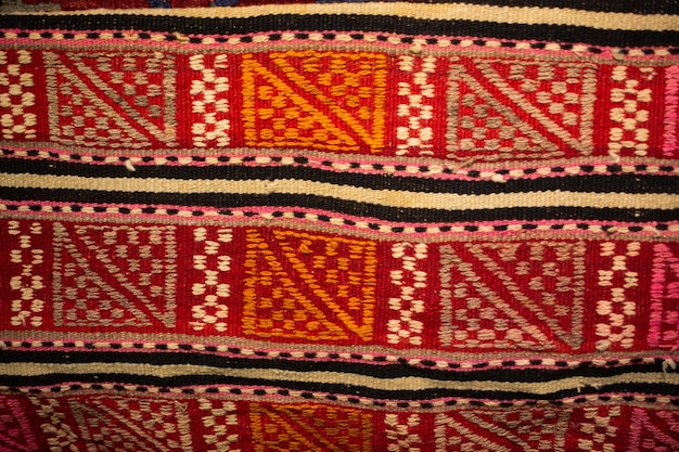 Traditional Turkish rug textile with patterns