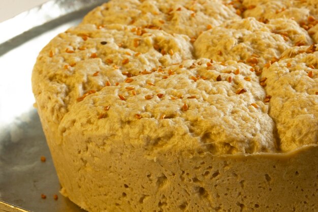 Traditional turkish tahini halva in plate