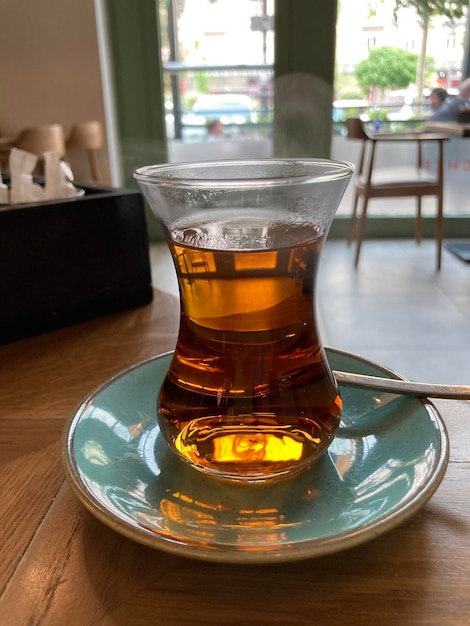 Traditional turkish tea armudu glass