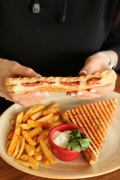 Traditional Turkish toast, delicious breakfast