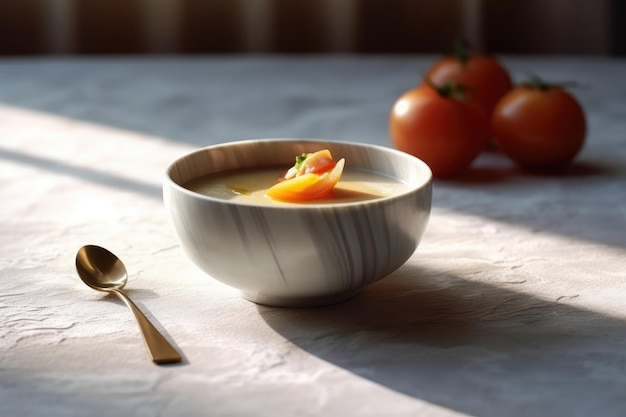 Traditional Ukrainian borscht is featured in a bowl on the table representing the rich culinary traditions of Ukraine Generative AI