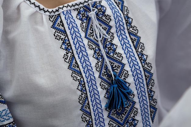 Photo traditional ukrainian clothes at the parade of vyshyvanok national ornament and symbol