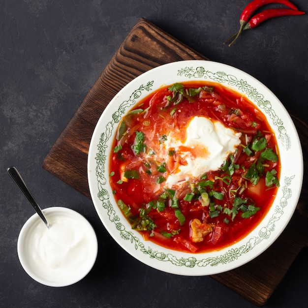 Traditional  ukrainian russian traditional beet red soup