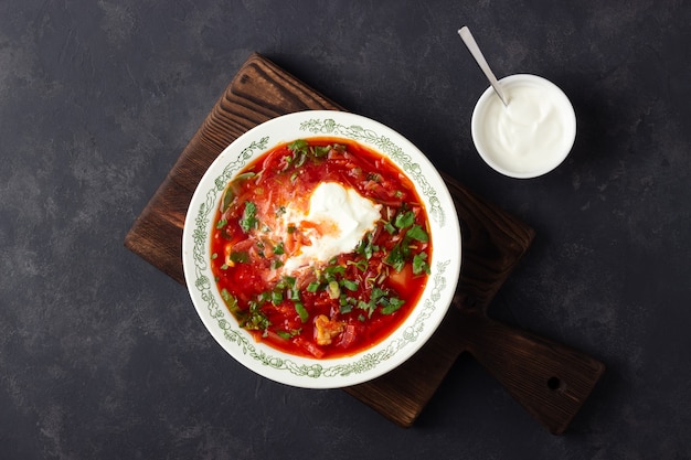 Traditional  ukrainian russian traditional beet red soup