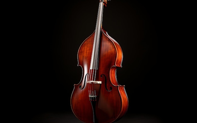 Traditional Upright Bass on Black Background