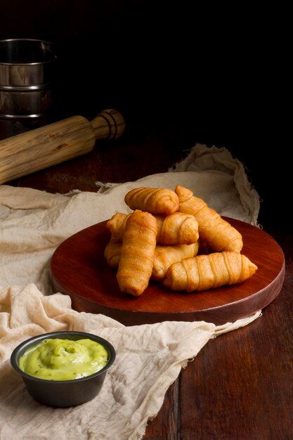 Traditional venezuelan cheese sticks composition