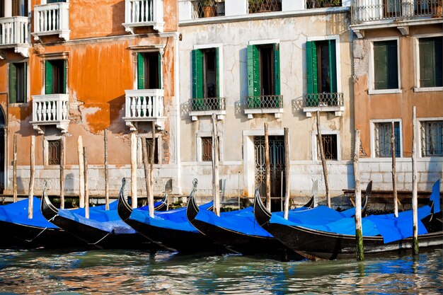 Traditional Venice gondolas