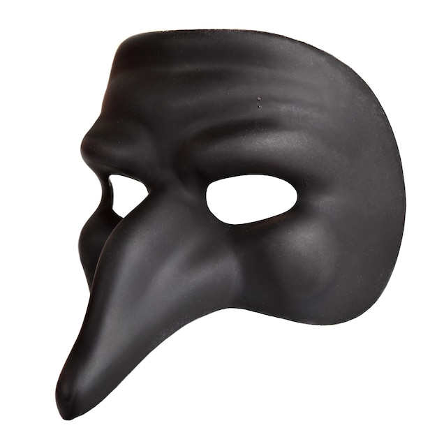 Photo traditional venice mask with big nose isolated over the white background