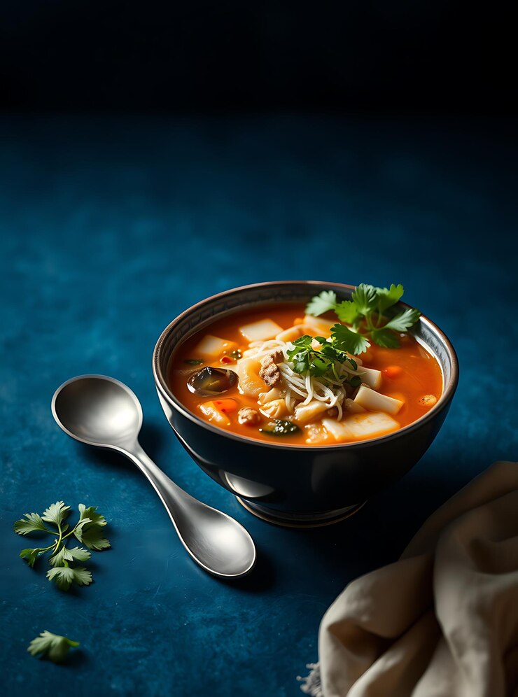 Traditional Vietnamese Soup Pho Bo with Rice Noodles Beef and Herbs Asian Cuisine