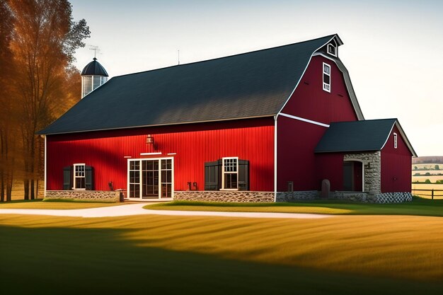 Traditional vintage red farm barn