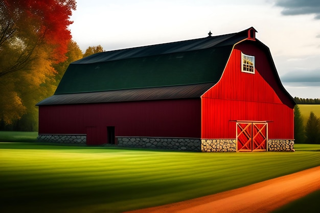 Photo traditional vintage red farm barn