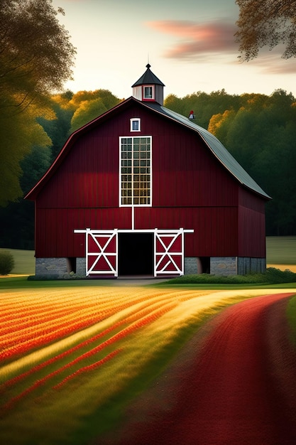 Traditional Vintage Red Farm barn