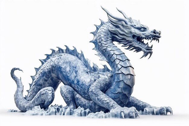 伝統的な白青の中国のドラゴン 占星座のシンボル 新年の神聖な動物 シンボル