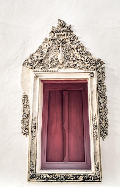 Traditional window ornament in thai style ayutthaya period in thailand