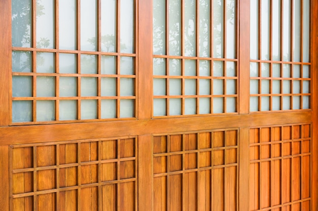 日本の伝統的な木、和木の質感、室内装飾の和風木造住宅