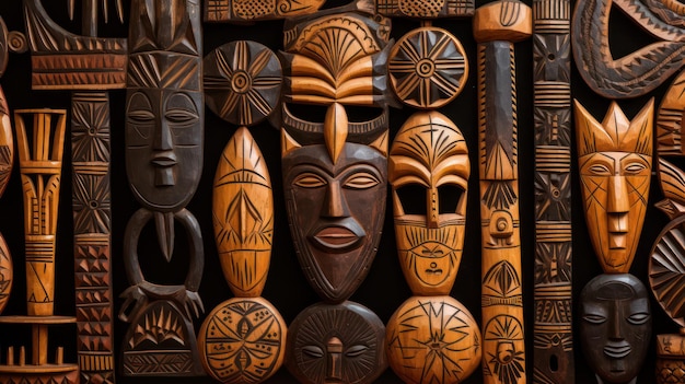 Photo traditional wooden mask carving