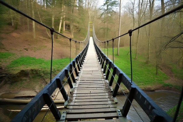 Traditional wooden suspension bridge