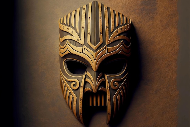 Traditional wooden tiki mask for party in scandinavian style