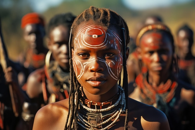 Popolo zulu tradizionale sudafrica all'interno di una tribù africana