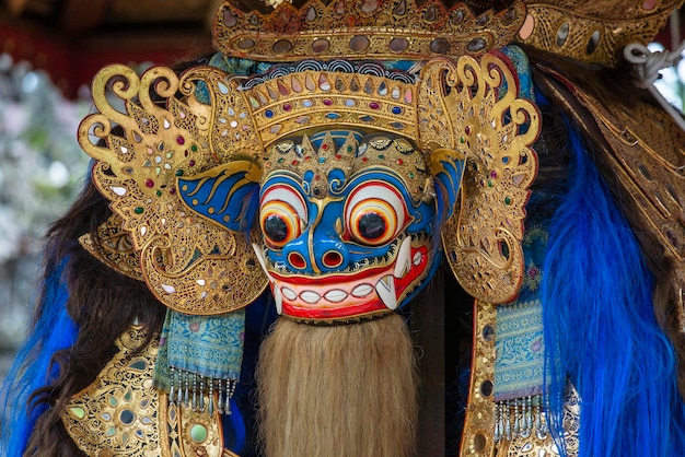 Traditioneel Balinees Barong-masker op straatceremonie in Ubud-eiland Bali Indonesië Close-up