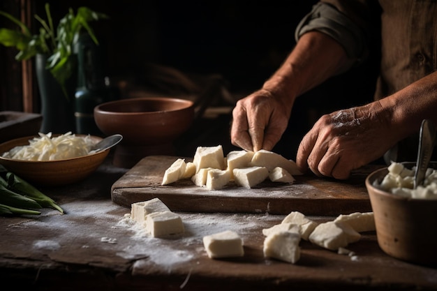 Traditioneel Braziliaans eten Cassava zetmeel op een rustieke tafel