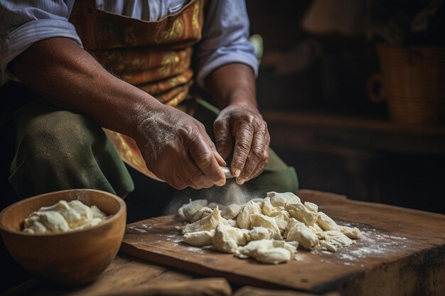 Traditioneel Braziliaans eten Cassava zetmeel op een rustieke tafel