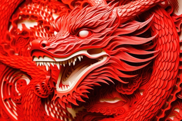 Traditioneel Chinees Nieuwjaar Icon De Rode Draak Generatieve AI