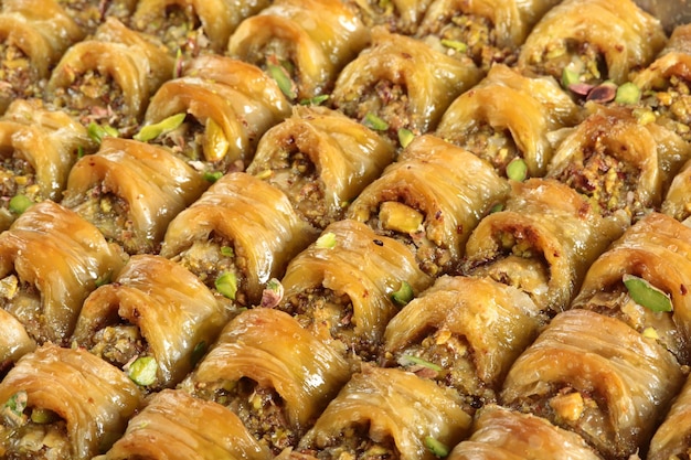 Traditioneel Dessert Turkse Baklava Walnoot Pistache Turkse Stijl Antep Baklava Presentatie Baklava uit de Turkse keuken