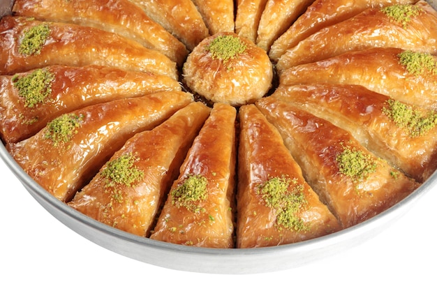 Traditioneel Dessert Turkse Baklava Walnoot Pistache Turkse Stijl Antep Baklava Presentatie Baklava uit de Turkse keuken