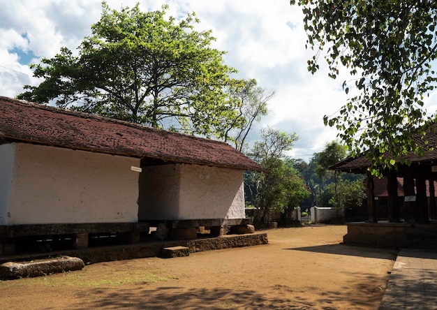 Traditioneel houtsnijwerk van Embekka Devalaya, Embekka Devalaya werd gebouwd door de koning Vikramabahu III van het Gampola-tijdperk in Sri Lanka.