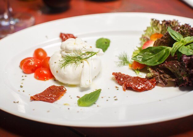 Traditioneel italiaans gerecht van burrata mozzarella