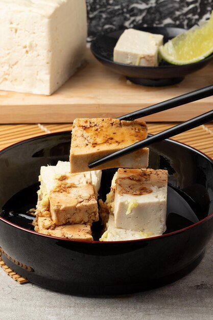 Traditioneel Japans eten tofu Selectieve focus