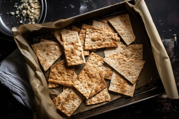 Traditioneel matzahbrood een voedsel dat tijdens passover wordt gegeten Generatieve ai